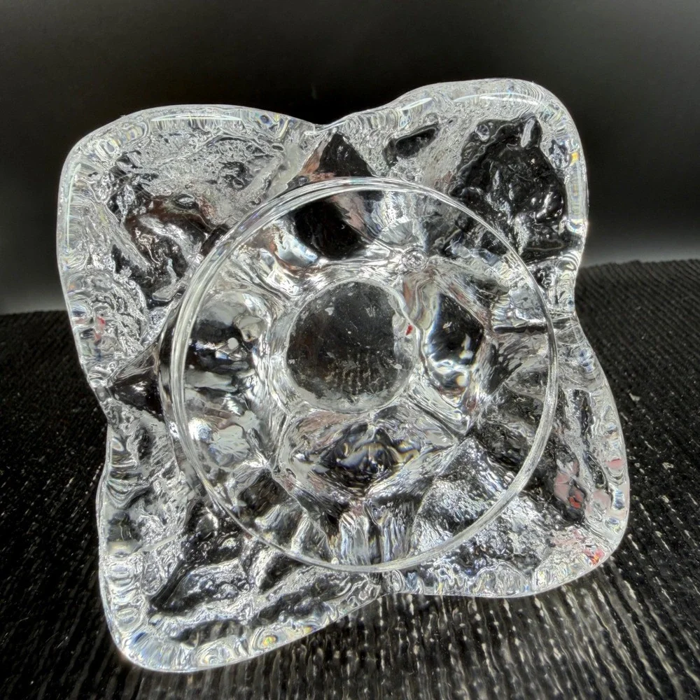 Kosta Boda Crystal Snowstar Taper Candle Holders Set 2 Ann Warff Art Glass Clear